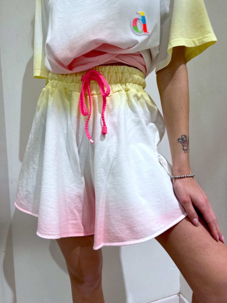 Shop Online Short tuta sfumato bianco rosa e giallo Dimora