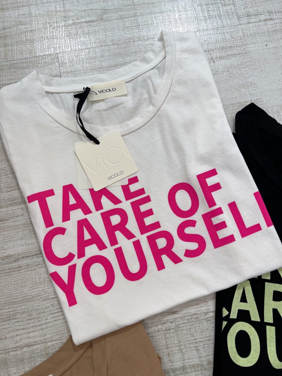 Shop Online T-shirt bianca smanicata con scritta Vicolo
