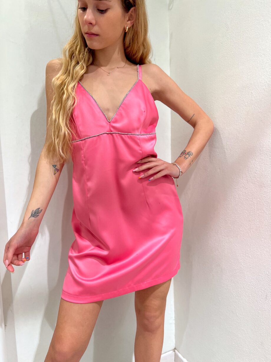 Shop Online  Vestito corto in raso rosa strass Have One