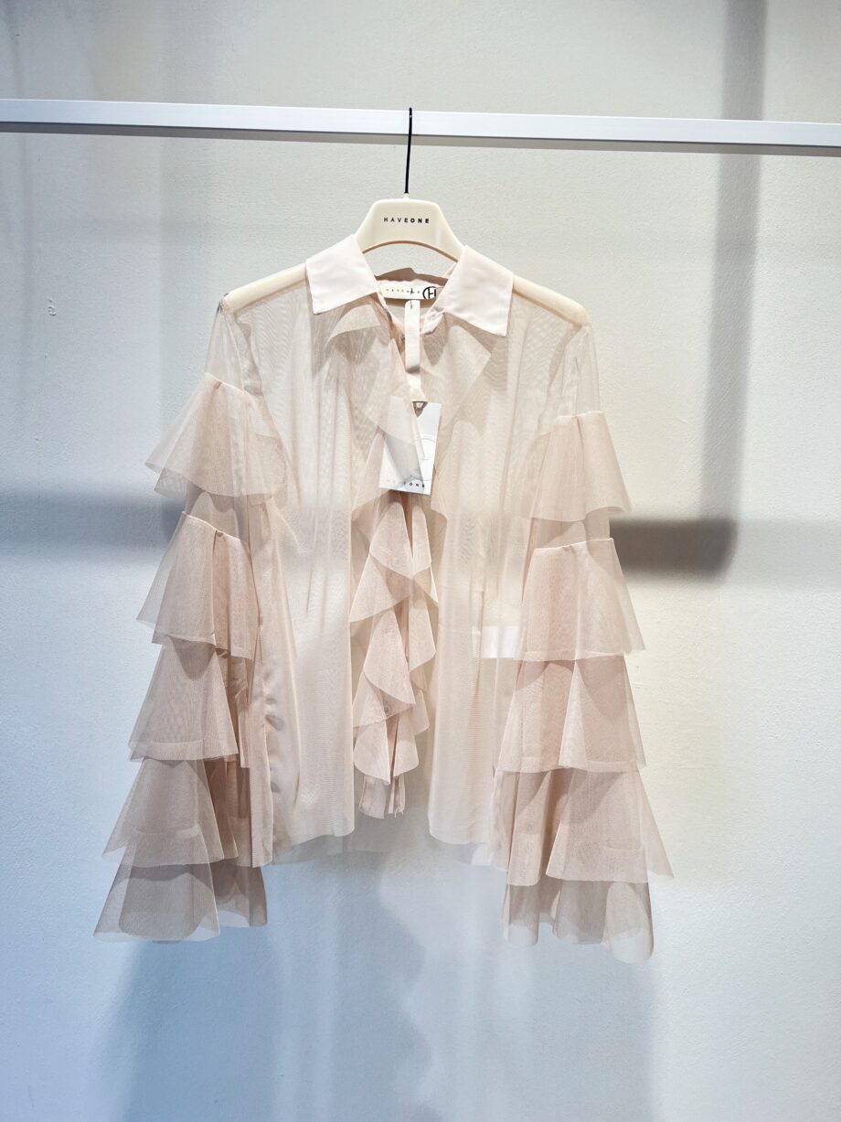 Shop Online Camicia in tulle panna con rouches Have One