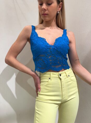 Shop Online Top crop in pizzo bluette So Allure