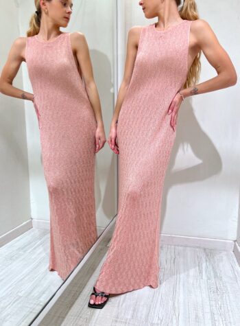 Shop Online Vestito lungo rosa in maglia con lurex So Allure