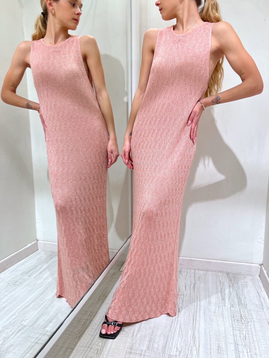 Shop Online Vestito lungo rosa in maglia con lurex So Allure