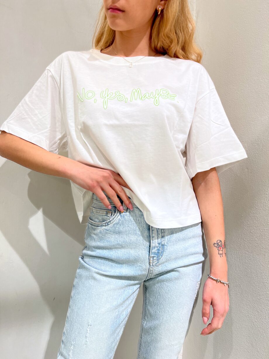 Shop Online T-shirt corta con scritta verde Vicolo