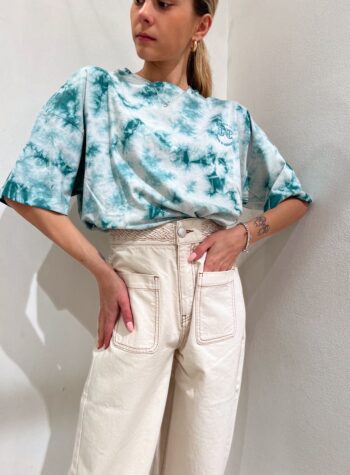 Shop Online T-shirt over tie dye azzurra e verde Suncoo