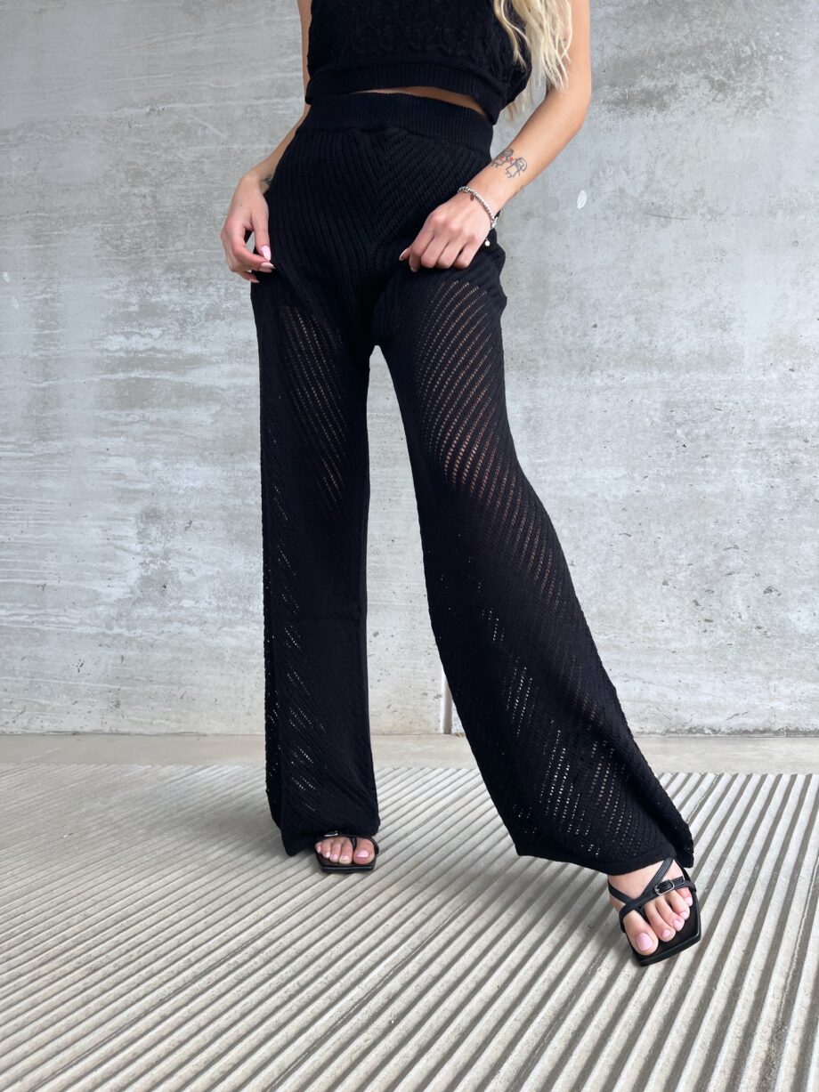 Shop Online Pantalone palazzo in maglia nero Have One