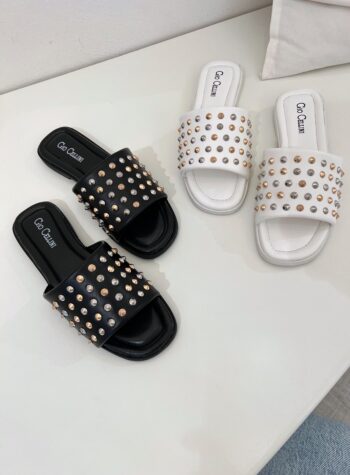 Shop Online Ciabatta nera all studs Gio Cellini