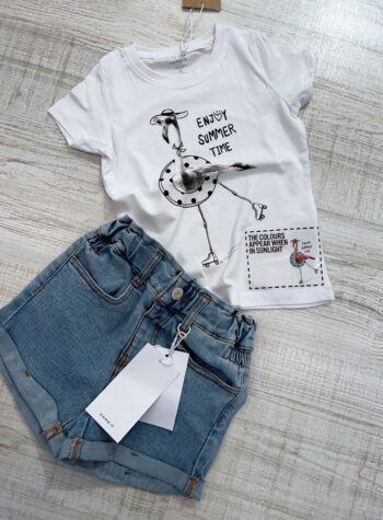 Shop Online T-shirt bianca con stampa fenicottero Name It