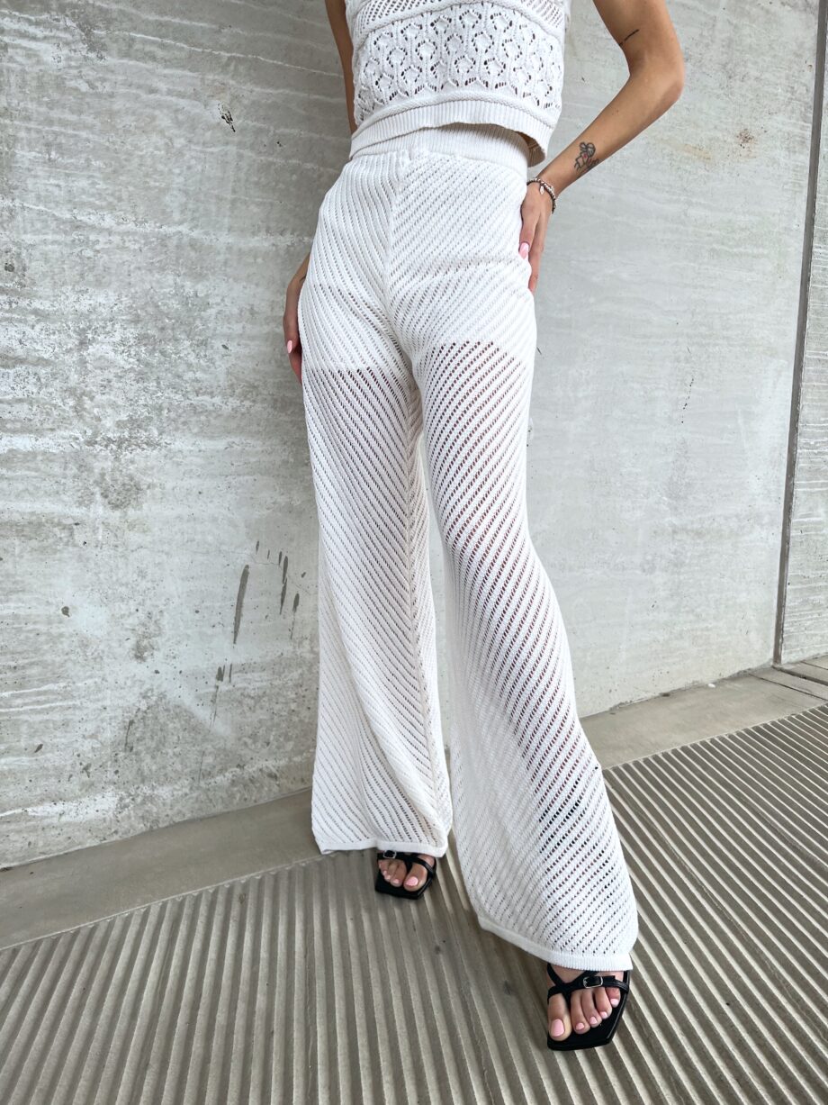 Shop Online Pantalone palazzo in maglia bianco Have One
