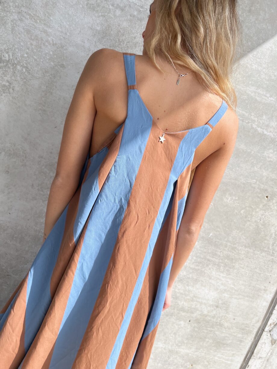 Shop Online Vestito lungo a righe azzurro e ruggine Souvenir