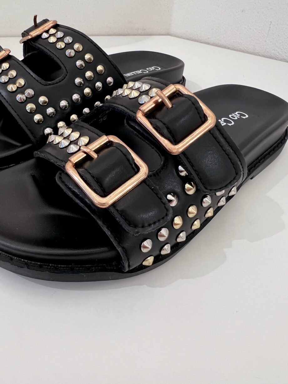 Shop Online Ciabatta nera due fasce all studs Gio Cellini