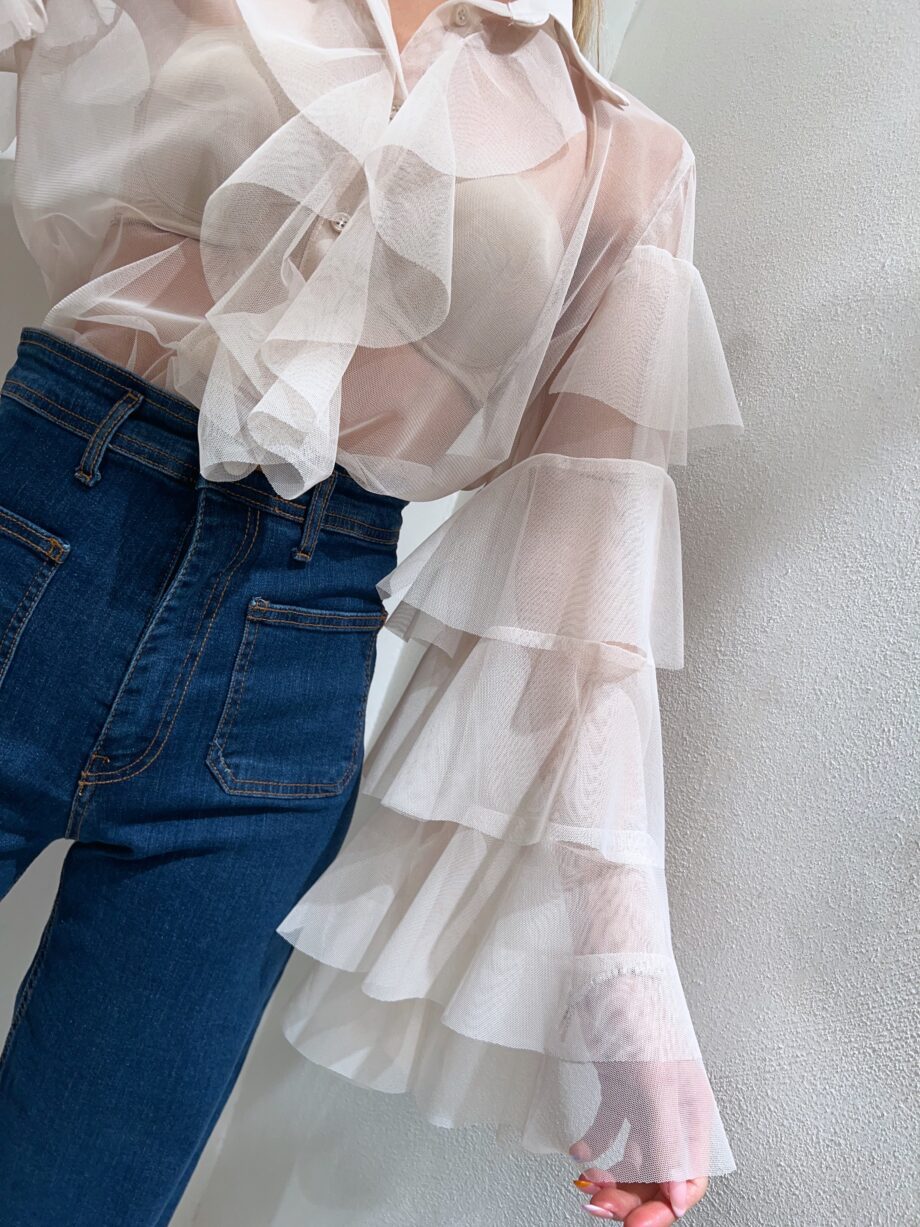 Shop Online Camicia in tulle panna con rouches Have One