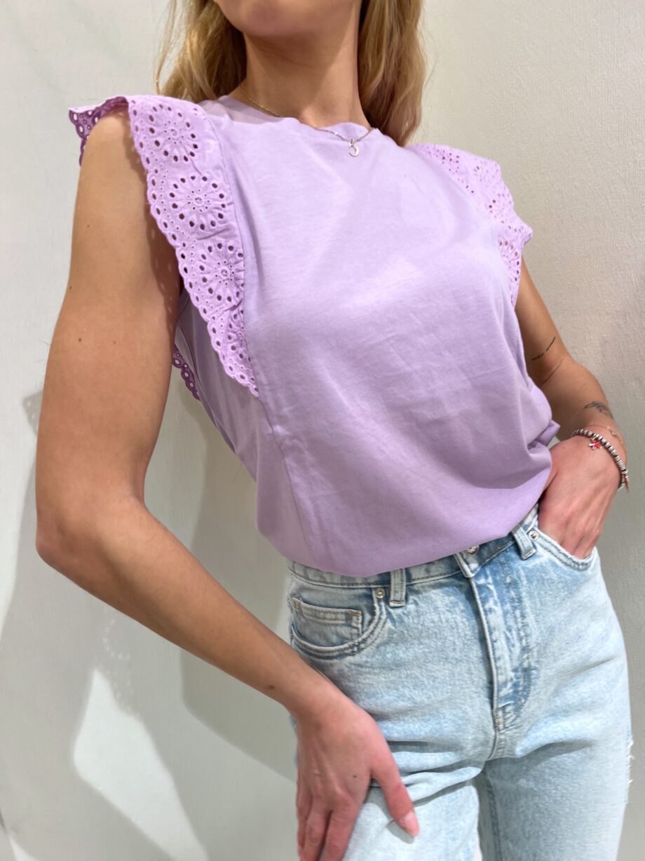 Shop Online T-shirt lilla con gala manica Vero Moda