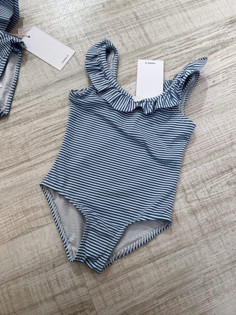 Costume intero a righe azzurre Name It Shop Online Costume intero a righe azzurre Name It