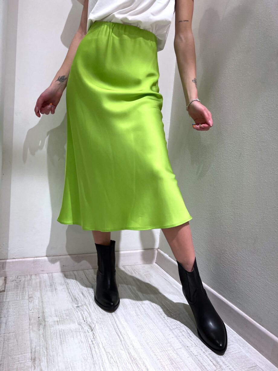 Shop Online Longuette in raso verde acido Vicolo