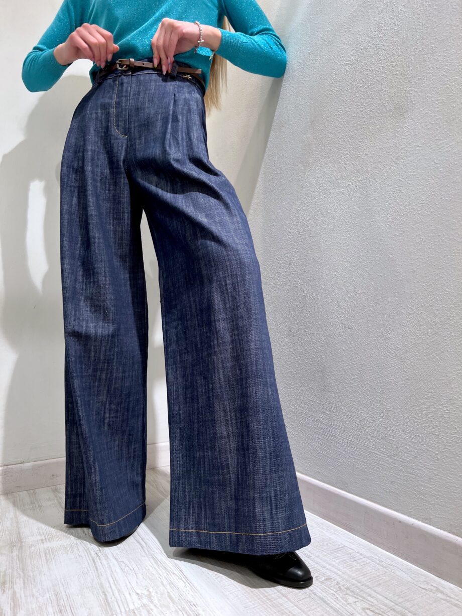 Shop Online Pantalone palazzo in jeans scuro con cintura Souvenir
