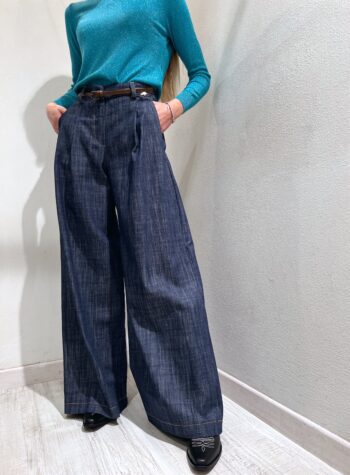 Shop Online Pantalone palazzo in jeans scuro con cintura Souvenir