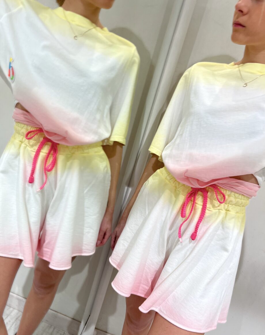 Shop Online Short tuta sfumato bianco rosa e giallo Dimora