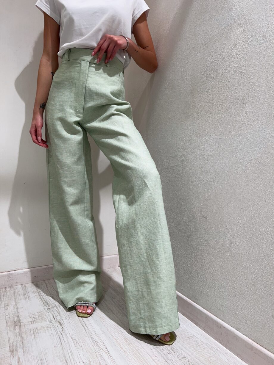 Shop Online Pantalone palazzo in lino menta Have One