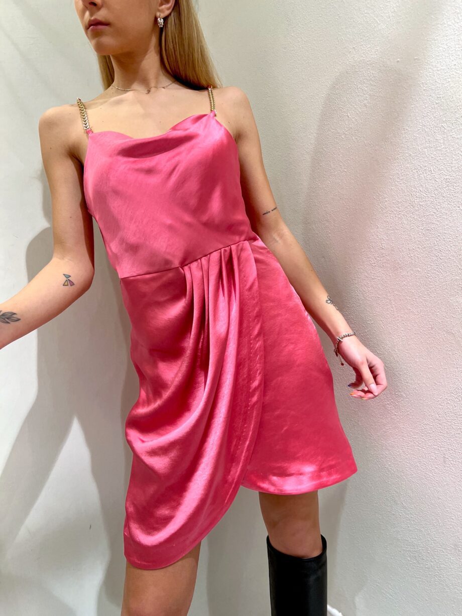 Shop Online Vestito in raso rosa spalline catena Kontatto