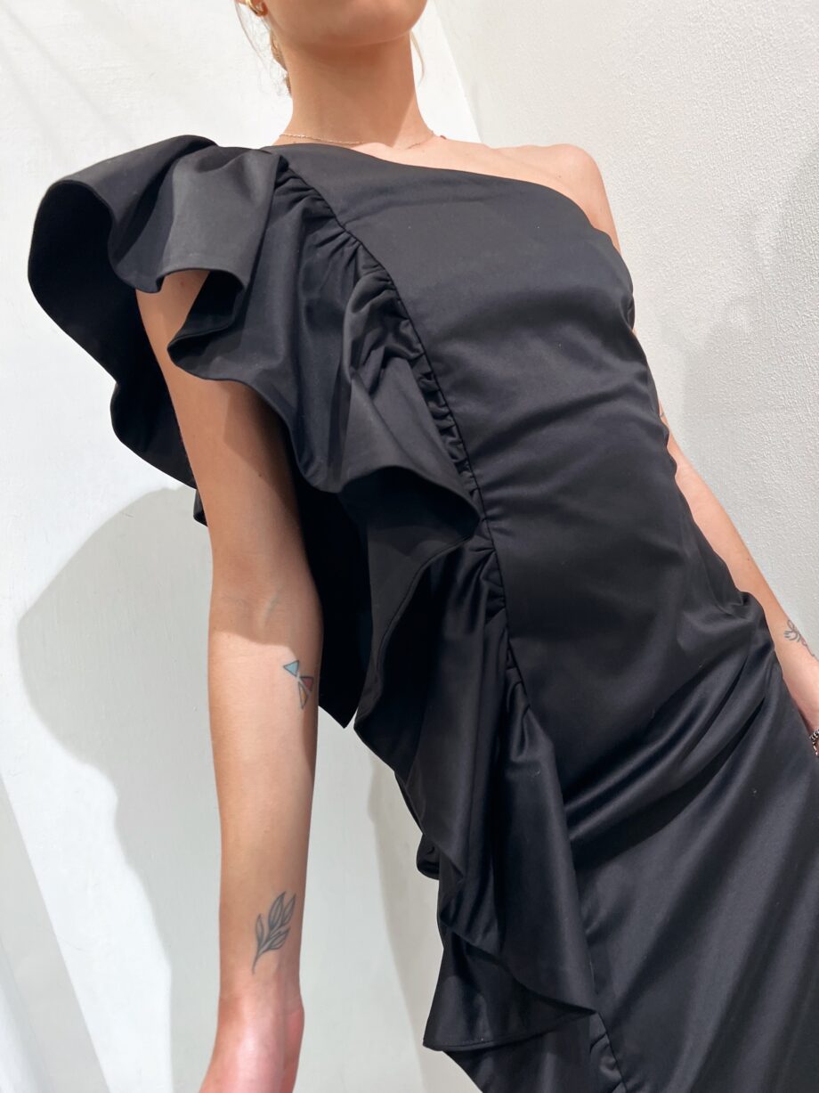 Shop Online Vestito monospalla nero con rouches So Allure