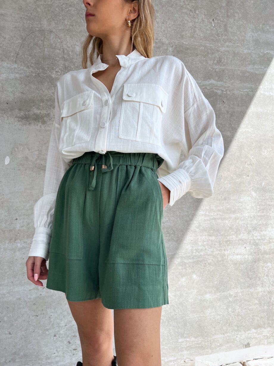 Shop Online Camicia bianca in lino con tasche Suncoo