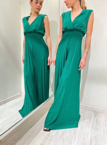 Shop Online Tuta lunga plissé verde con lurex So Allure