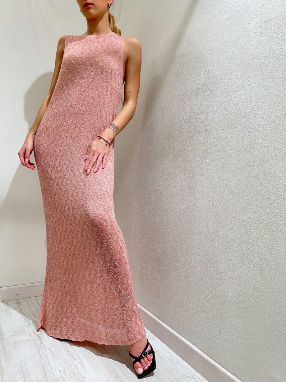 Shop Online Vestito lungo rosa in maglia con lurex So Allure