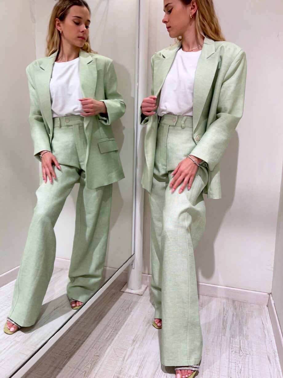 Shop Online Blazer over monopetto in lino menta Have One