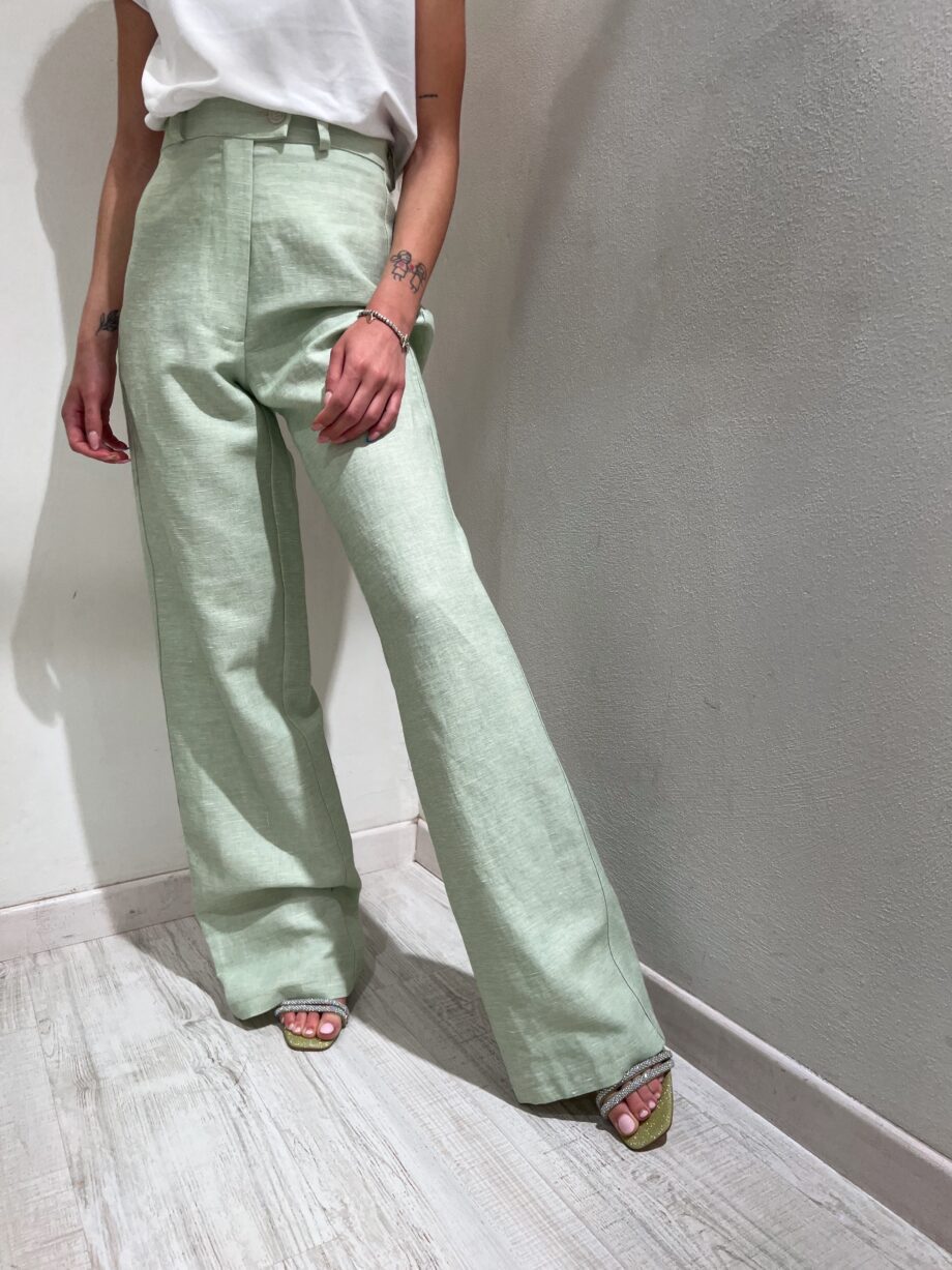 Shop Online Pantalone palazzo in lino menta Have One