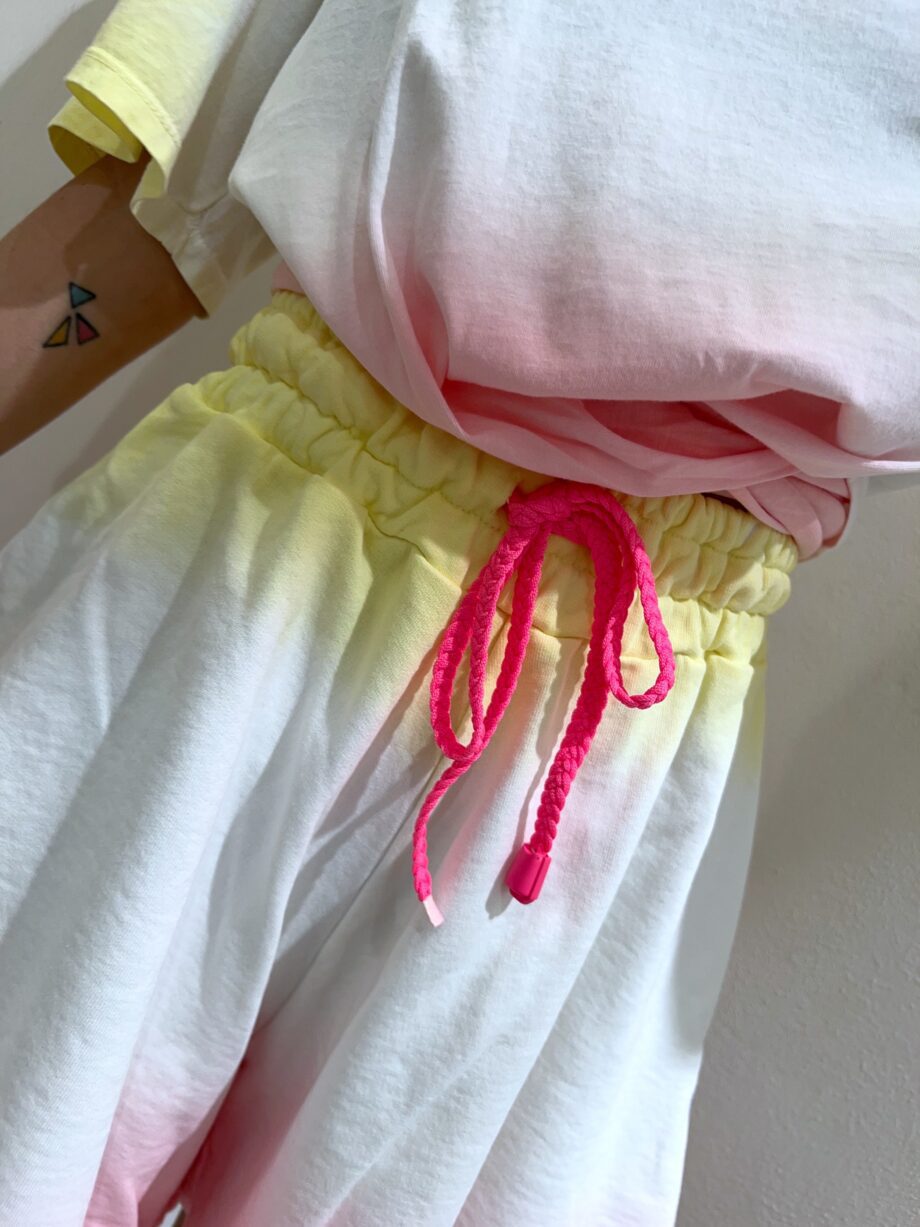 Shop Online Short tuta sfumato bianco rosa e giallo Dimora