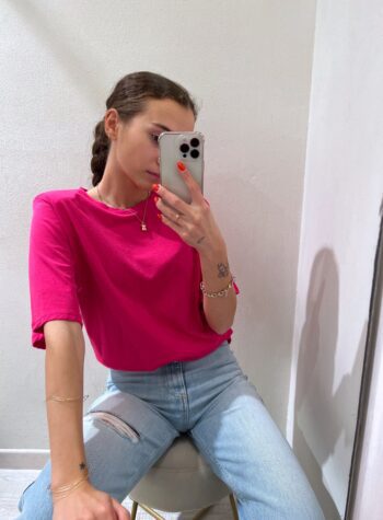 Shop Online T-shirt over con spalline fucsia Vicolo