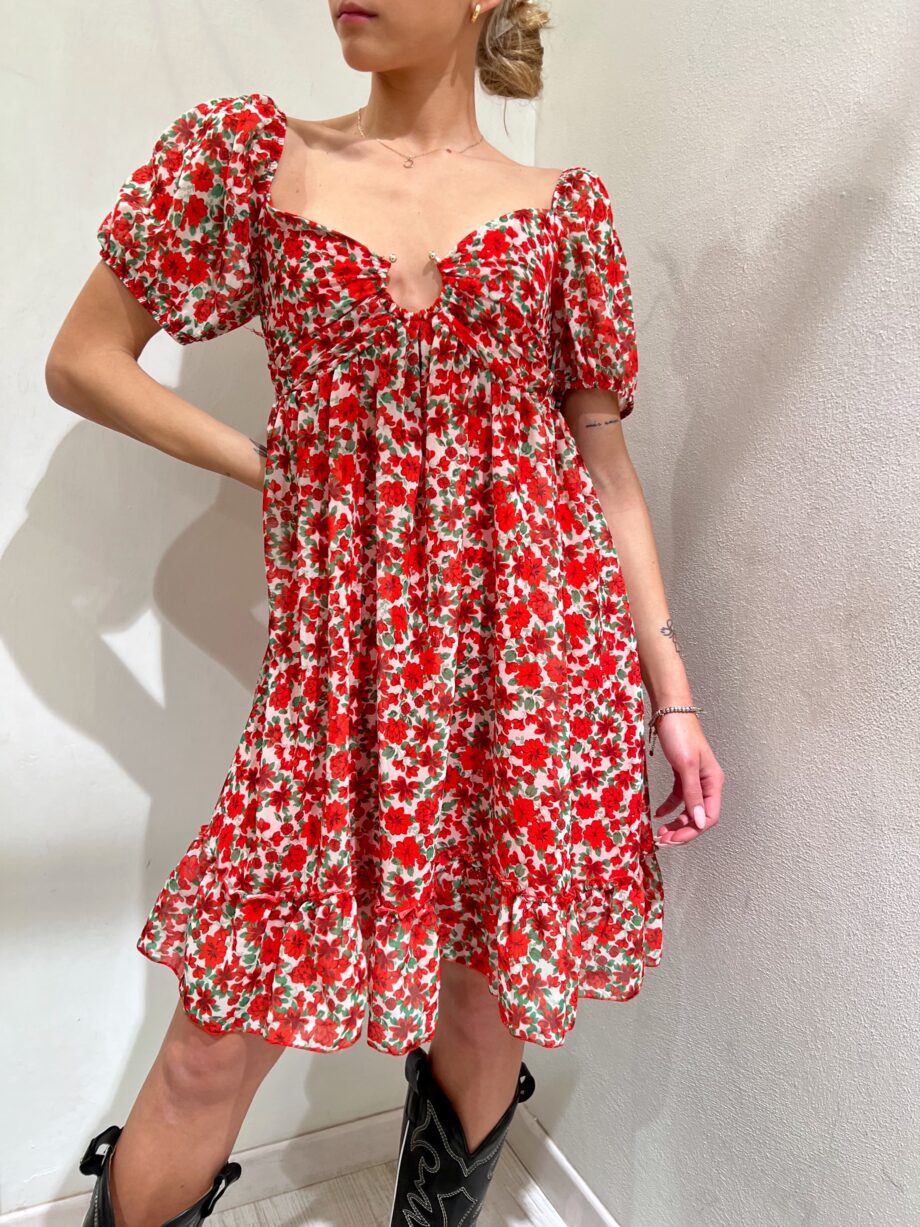 Shop Online Vestito corto fantasia floreale rossa Vicolo