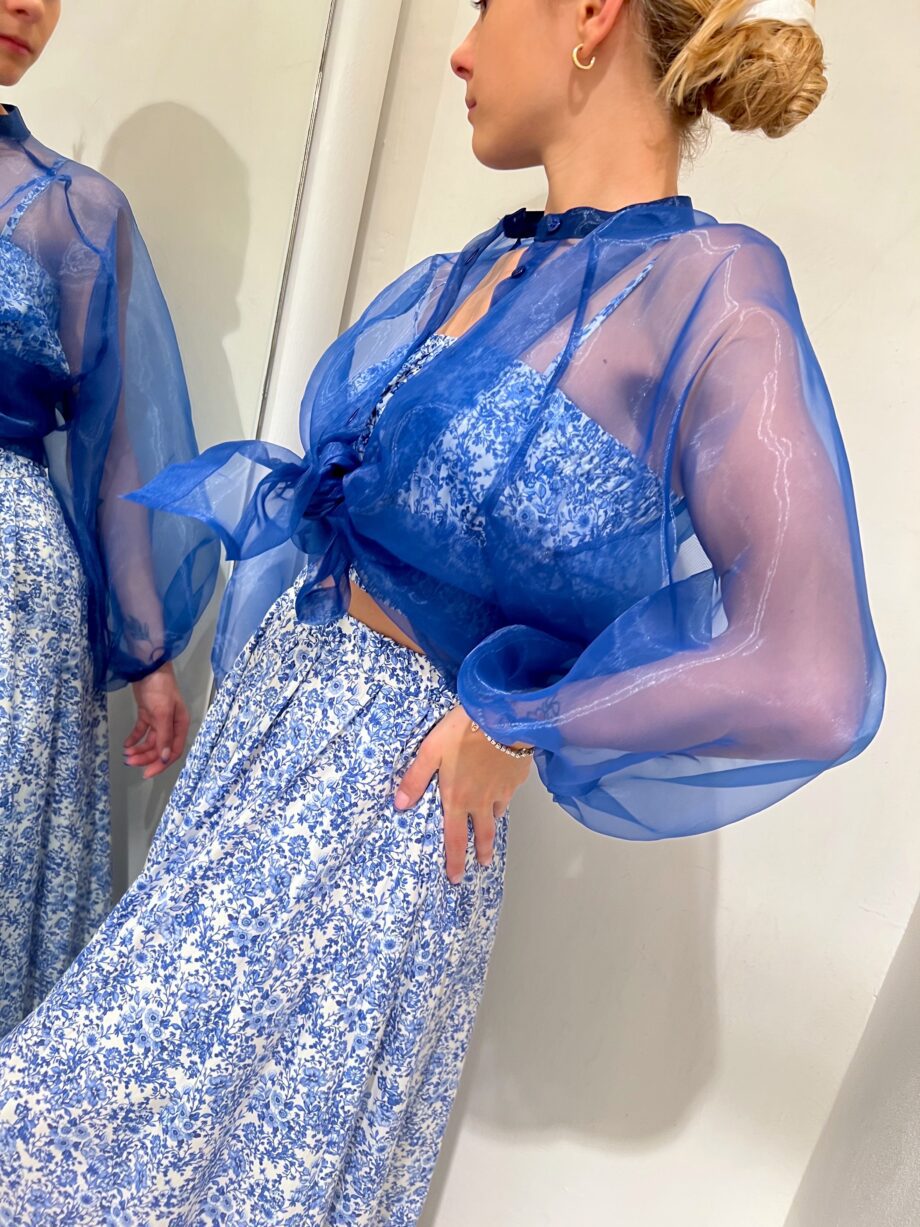 Shop Online Camicia bluette in organza maniche palloncino Vicolo