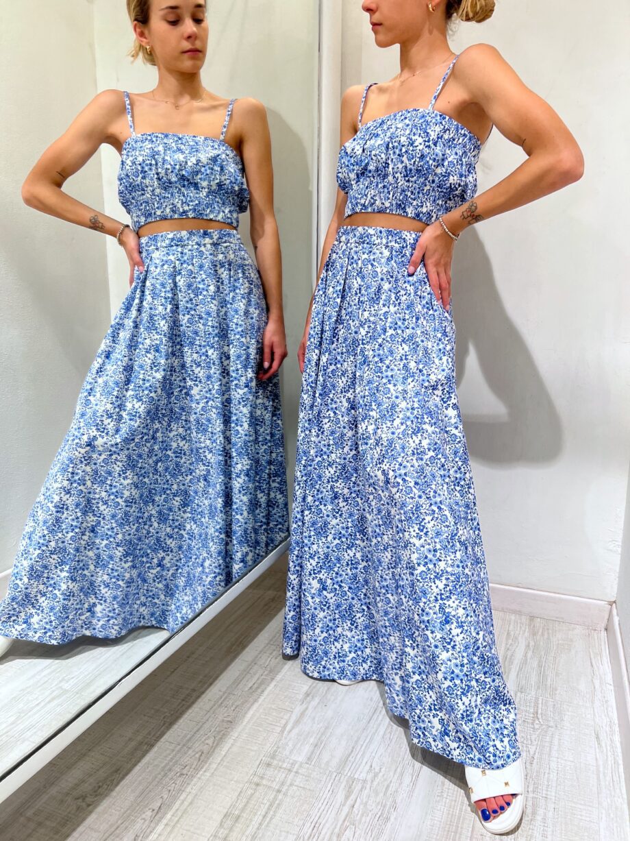 Shop Online Gonna lunga a fiori azzurra Vicolo