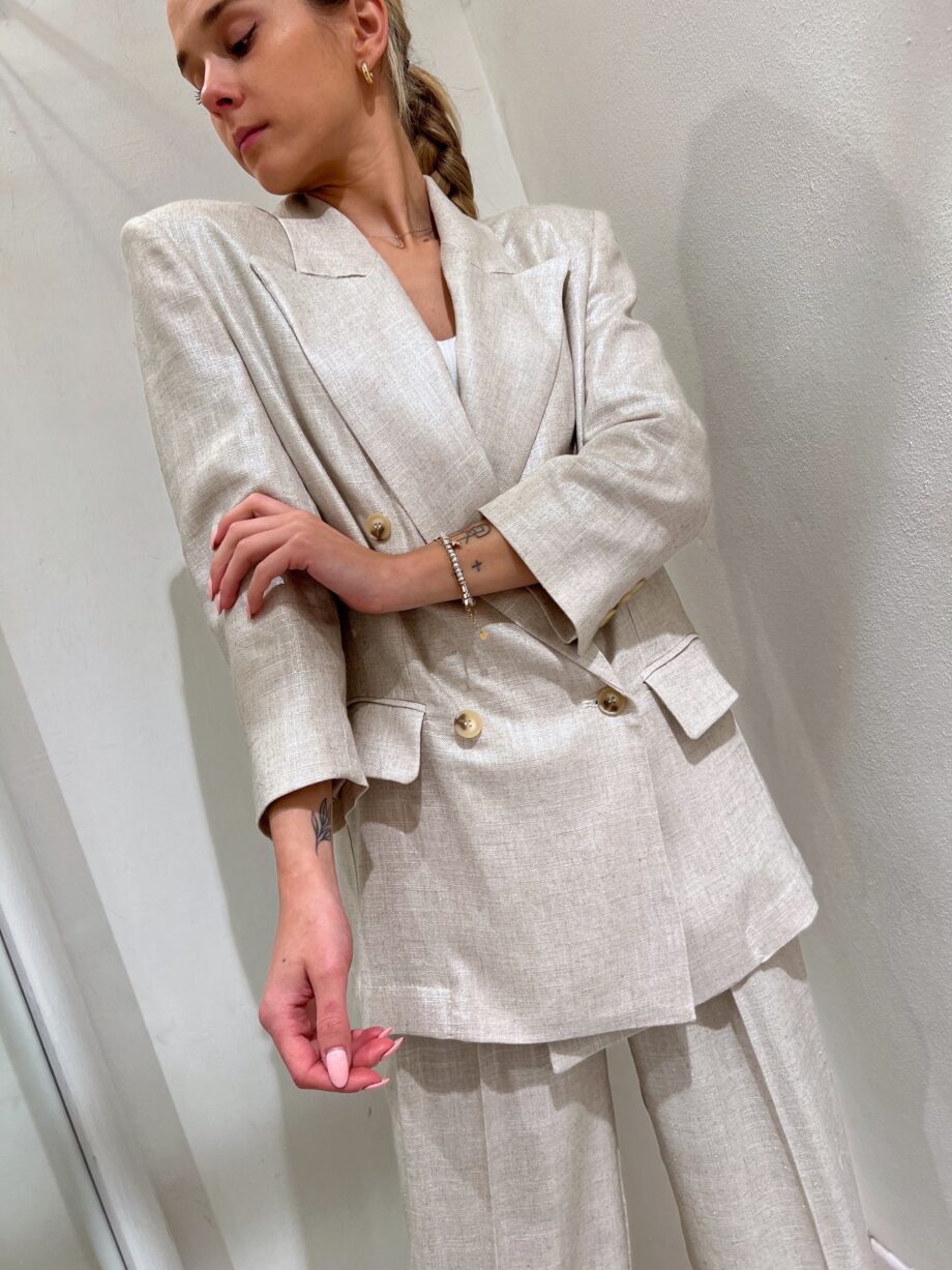 Shop Online Blazer beige laminato in lino Vicolo