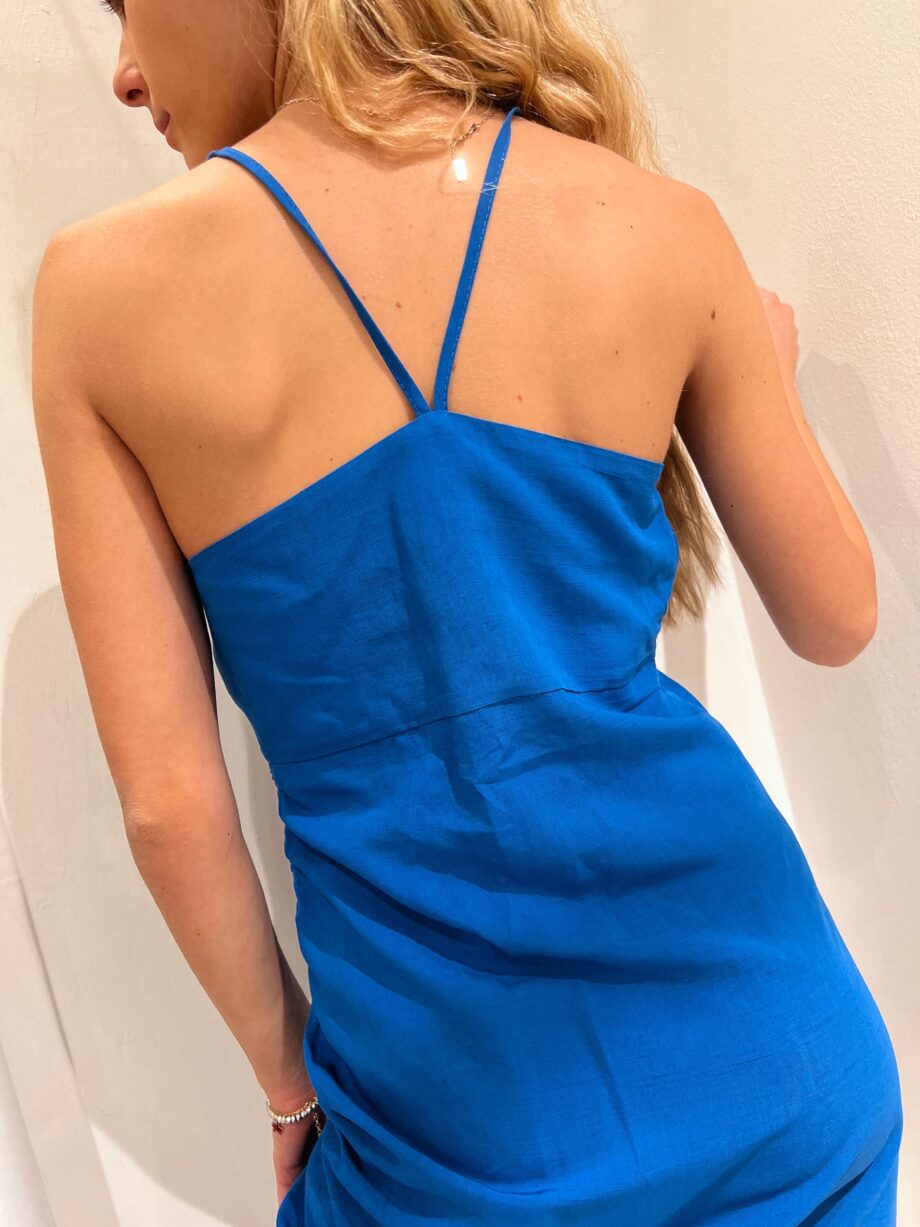 Shop Online Vestito in lino bluette con drappeggio Vicolo