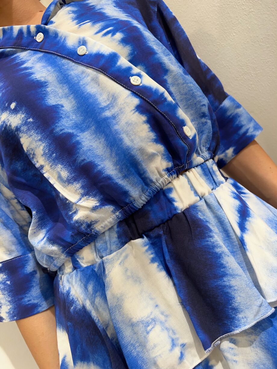 Shop Online Camicetta corta tie dye sfumata blu Vicolo