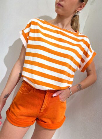 Shop Online T-shirt a righe arancio in viscosa Vicolo