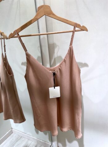 Shop Online Top in raso basic rosa cipria spalline sottili Vicolo