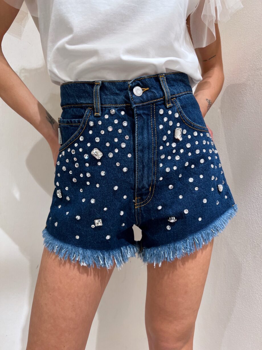 Shop Online Short in jeans scuro con strass Have One