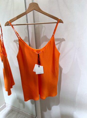 Shop Online Top in raso basic arancio spalline sottili Vicolo