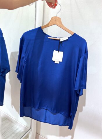 Shop Online Blusa in raso mezza manica bluette Vicolo