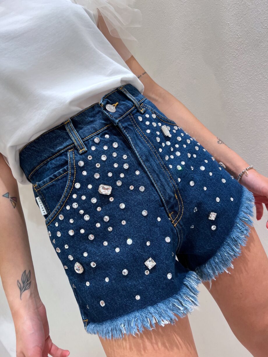 Shop Online Short in jeans scuro con strass Have One