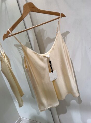 Shop Online Top in raso basic champagne spalline sottili Vicolo