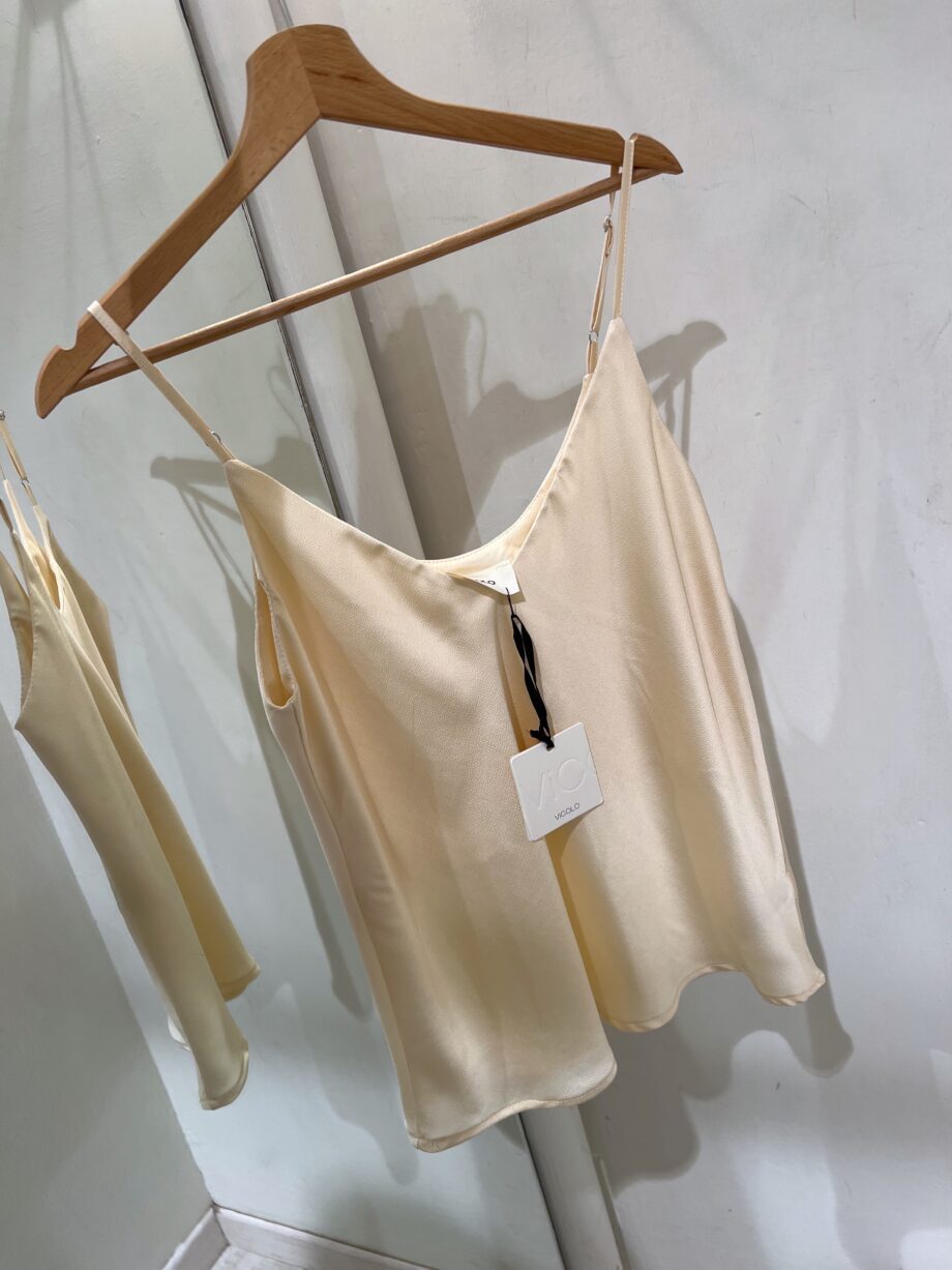 Shop Online Top in raso basic champagne spalline sottili Vicolo