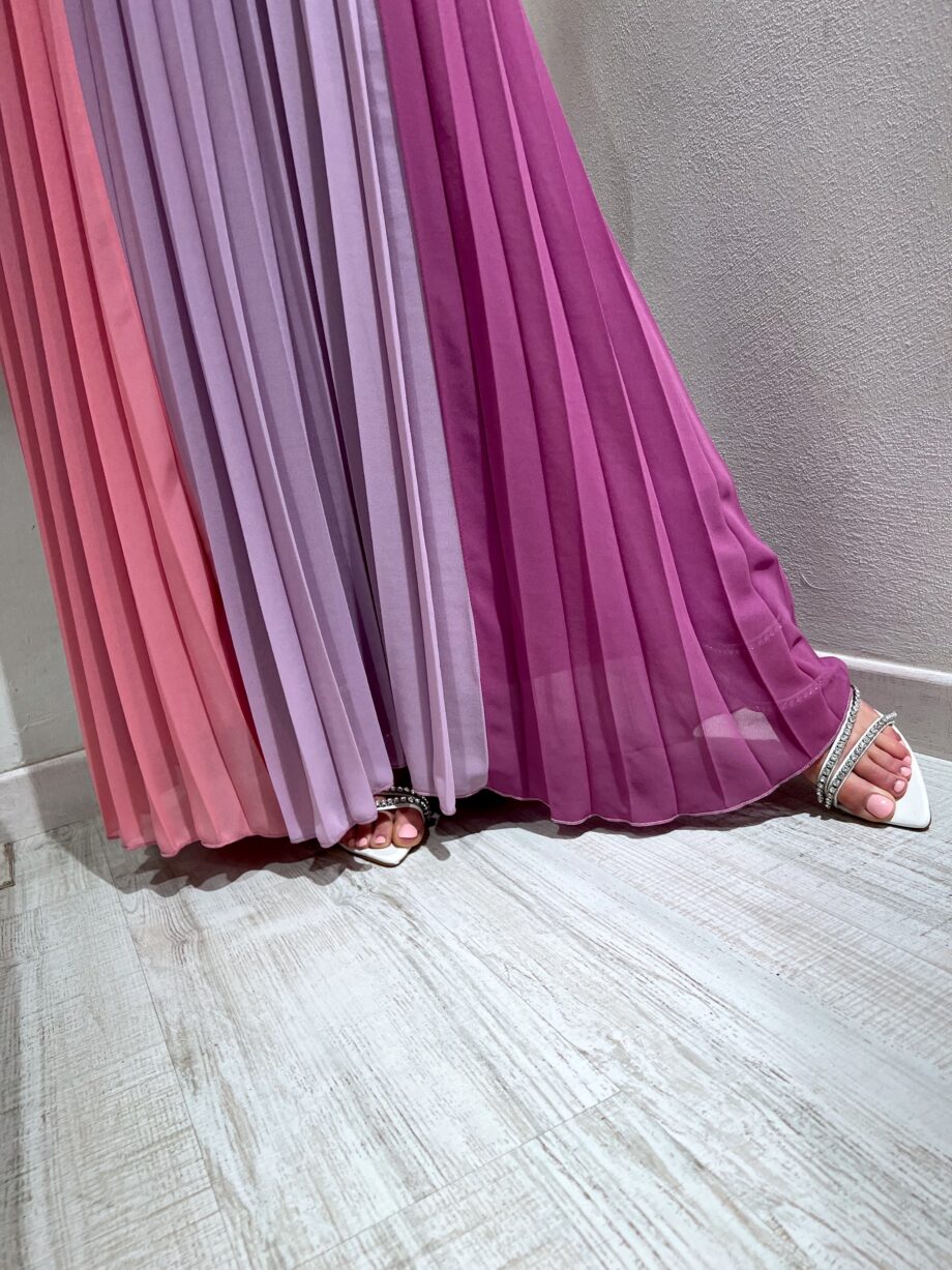 Shop Online Vestito lungo plissé viola e rosa Have One