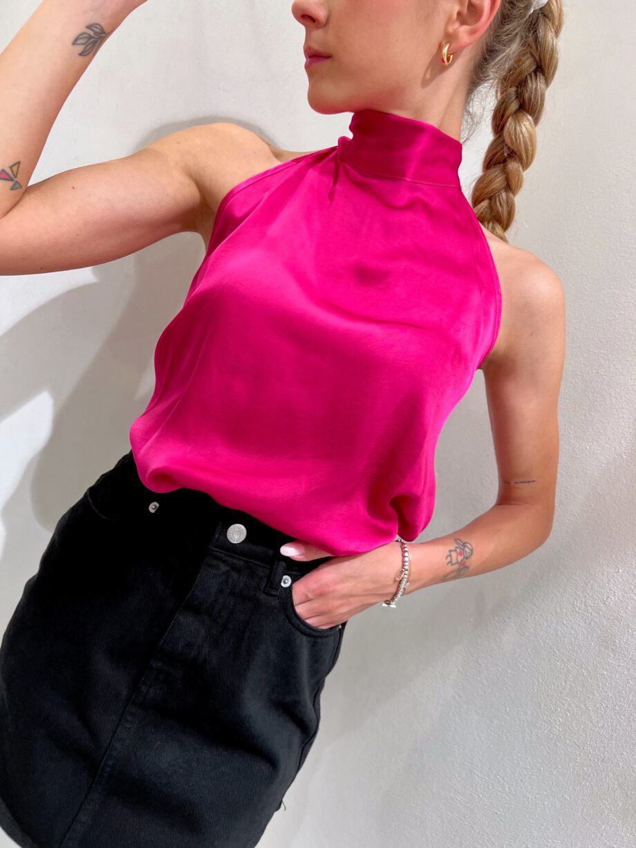 Shop Online Top in raso fucsia schiena scoperta Have One