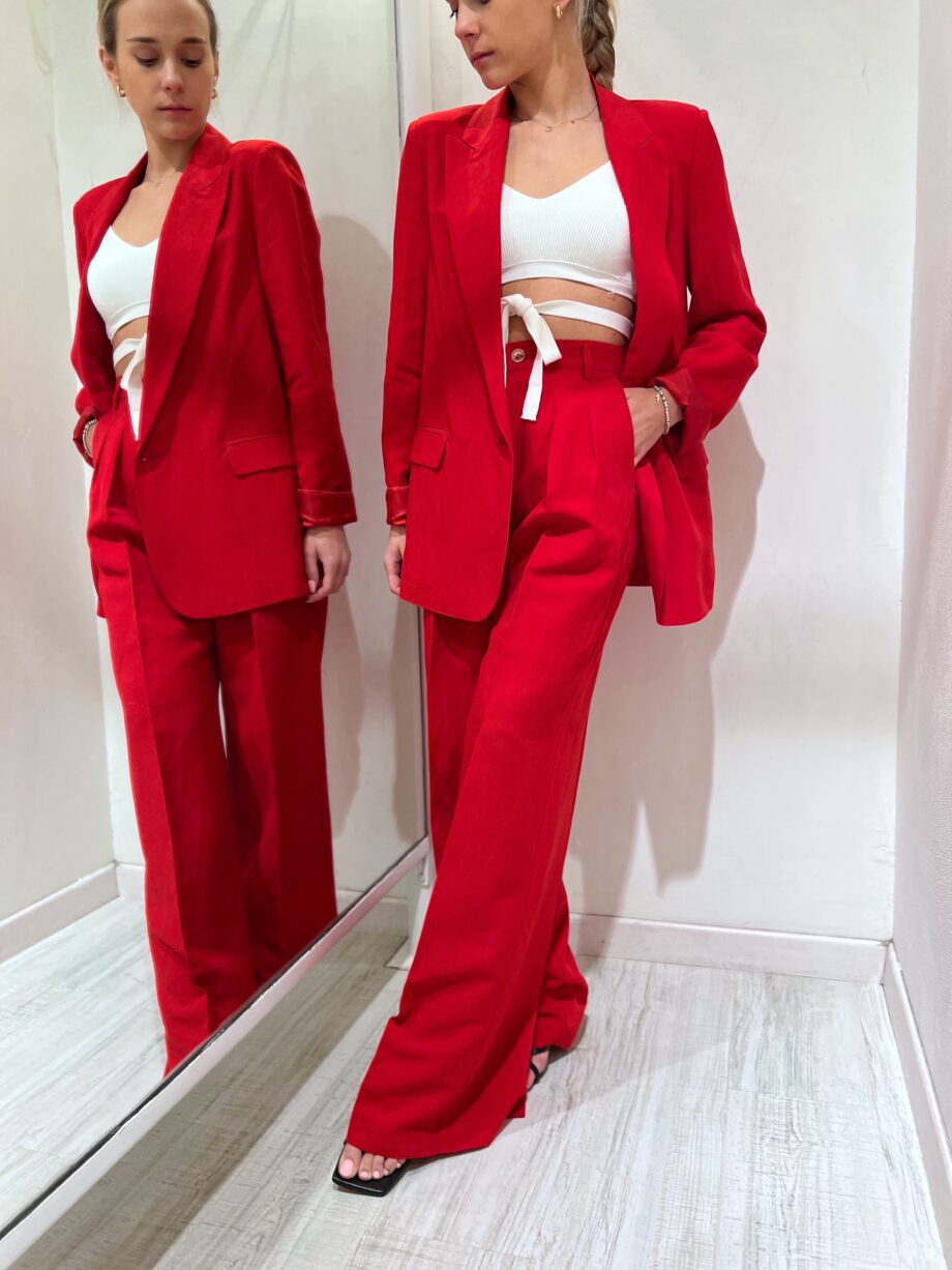 Shop Online Pantalone palazzo rosso in lino Vicolo