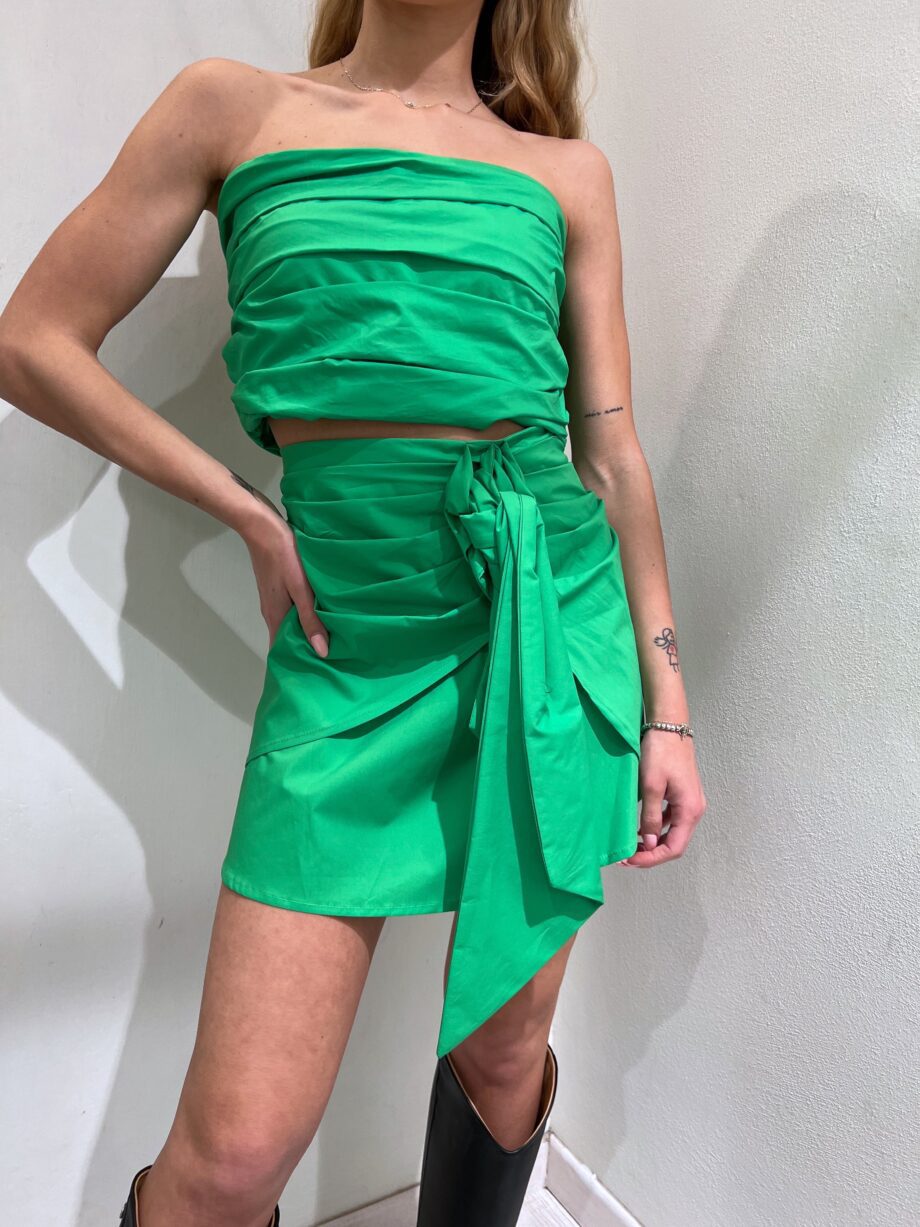 Shop Online Minigonna in cotone verde con nodo Have One